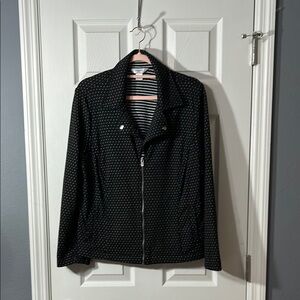 CJ Banks Black and White Polka Dot Motto Jacket